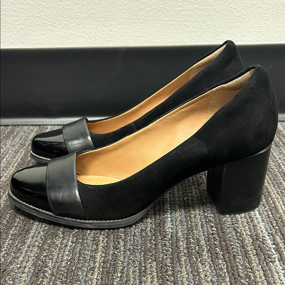 Clarks Women’s Size 11 Black Block Heel Shoes ~ 3” heel Very good condition